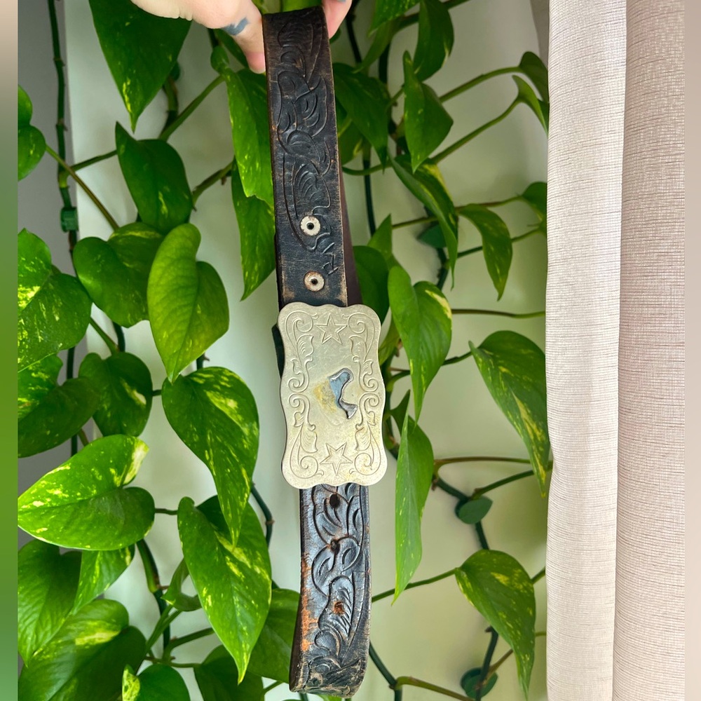 Vintage leather horse belt